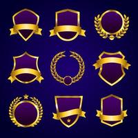 coleção de emblemas com moldura dourada dourada vetor