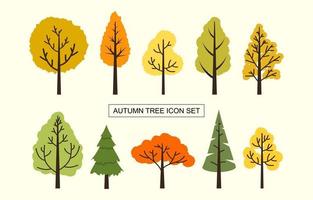conjunto de ícones de árvore de outono