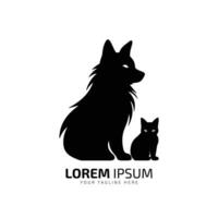 mínimo e abstrato logotipo do gato ícone com gatinho vetor silhueta isolado Projeto