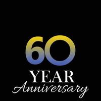 60 anos de aniversário logotipo vetor modelo design ilustração cor