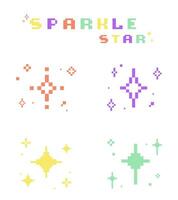 colorida pixel brilhar definir, espumante pixel brilhante brilhar estrela, estrelas, brilhar vetor