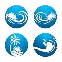 imagens do logotipo da praia do pôr do sol vetor