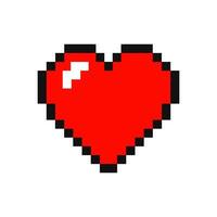 vermelho pixel coração ícone isolado vetor ilustração