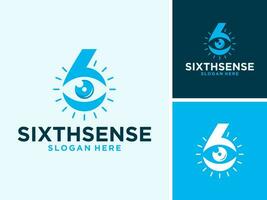 vetor número seis olhos sexto sentido minimalista logotipo