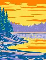 cartaz em ribbon lake of yellowstone parque nacional montana eua wpa vetor