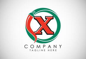 Inglês alfabeto x com vermelho Pimenta logotipo Projeto. gráfico alfabeto símbolo para corporativo o negócio vetor