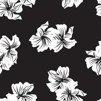 fundo padrão floral preto e branco sem costura vetor