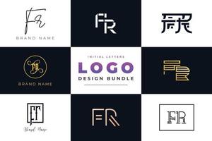 conjunto de design de logotipo fr de letras iniciais de coleção. vetor