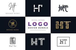 conjunto de coleção inicial letras ht logo design. vetor