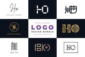 conjunto de design de logotipo ho das letras iniciais da coleção. vetor