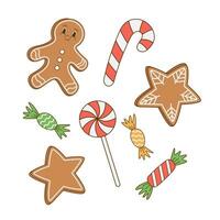 conjunto do Natal doces, Pão de gengibre, biscoito, doce vetor ilustração