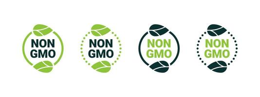 não OGM etiquetas definir. não OGM emblemas. natural e orgânico produtos. vetor escalável gráficos