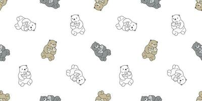 Urso desatado padronizar vetor polar Urso criança cachecol isolado desenho animado telha papel de parede repetir fundo ilustração rabisco Projeto