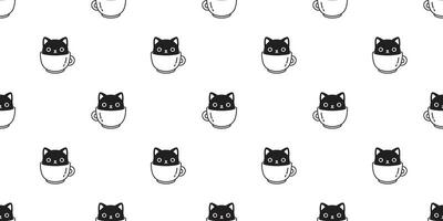 gato desatado padronizar vetor gatinho chita café copo cachecol isolado desenho animado telha papel de parede repetir fundo ilustração Projeto