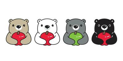Urso vetor ícone polar Urso Urso de pelúcia maçã logotipo desenho animado personagem rabisco ilustração Projeto