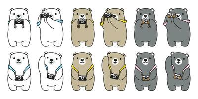 Urso vetor ícone polar Urso Câmera desenho animado personagem logotipo ilustração rabisco Projeto