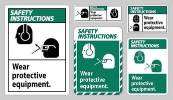 sinal de instruções de segurança para usar equipamentos de proteção vetor