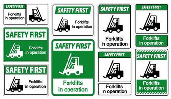 segurança primeiras empilhadeiras em operação vetor