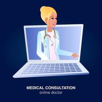 garota de consulta médica no laptop vetor