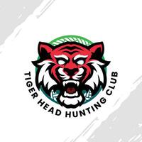 tigre cabeça Caçando clube logotipo mascote digital ilustração vetor