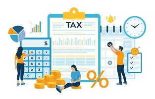 pagamento de impostos do conceito. análise de dados, papelada, vetor