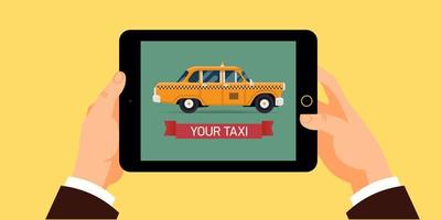 alugue um táxi aplicativo móvel vetor