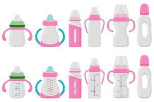 grande colorido kit bebê leite em mamadeira com chupeta de borracha vetor