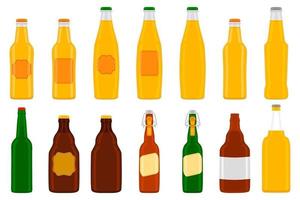 ilustração em garrafas de vidro de cerveja de kit grande com tampa para cervejaria vetor