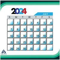 2024 calendário para mês Julho vetor