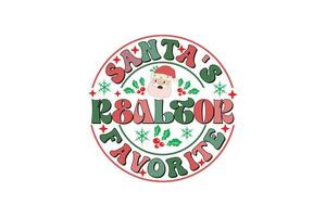 papai noel favorito corretor de imóveis Natal retro tipografia camiseta Projeto vetor