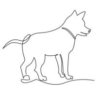 contínuo 1 linha cachorro animal esboço vetor arte desenhando