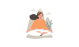 tranquilo mulher meditando ao ar livre vetor isolado ilustração