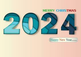 2024 feliz Novo ano.papel cortar 2024 palavra para Novo ano festival.card,feliz,vetor conceito luxo desenhos e Novo ano celebração. vetor