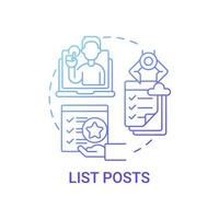 ícone de conceito de lista de postagens vetor