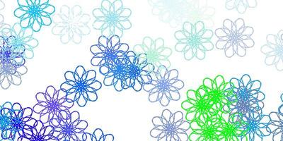 arte natural do vetor azul claro e verde com flores.