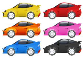 Carros de corrida em seis cores diferentes vetor