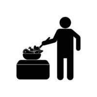vetor ilustração do pessoa cozinhando uma saudável refeição dentro sólido cor, Boa para saudável comendo silhueta ilustração.