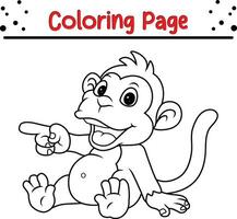 fofa macaco desenho animado coloração página. animal ilustração vetor. para crianças coloração livro. vetor