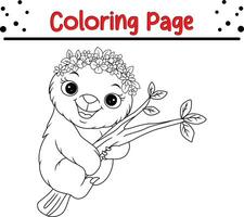 bebê bicho-preguiça animal coloração página ilustração vetor. para crianças coloração livro. vetor