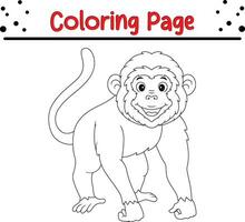 fofa macaco desenho animado coloração página. animal ilustração vetor. para crianças coloração livro. vetor