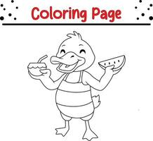 fofa Pato animal coloração página ilustração vetor. para crianças coloração livro. vetor