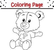 engraçado pequeno Urso animal coloração página para crianças. Preto e branco vetor ilustração para coloração livro.