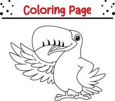 fofa pássaro animal coloração página para crianças. Preto e branco vetor ilustração para coloração livro.