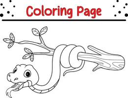 serpente coloração página para crianças. Preto e branco vetor ilustração para coloração livro