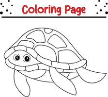tartaruga coloração página para crianças. Preto e branco vetor ilustração para coloração livro