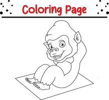 fofa gorila animal coloração página ilustração vetor. para crianças coloração livro. vetor