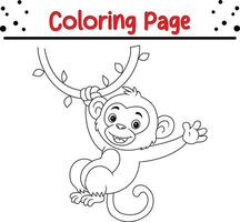 macaco coloração página para crianças. Preto e branco vetor ilustração para coloração livro