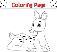 fofa veado desenho animado coloração página. animal ilustração vetor. para crianças coloração livro. vetor