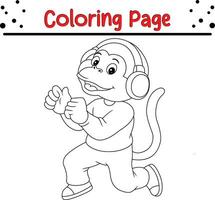 fofa macaco desenho animado coloração página. animal ilustração vetor. para crianças coloração livro. vetor