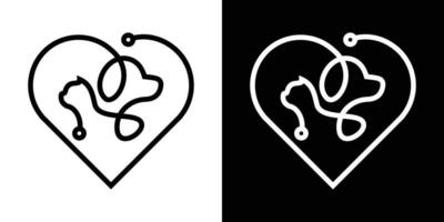 logotipo Projeto amor e animal animal ícone linha vetor ilustração